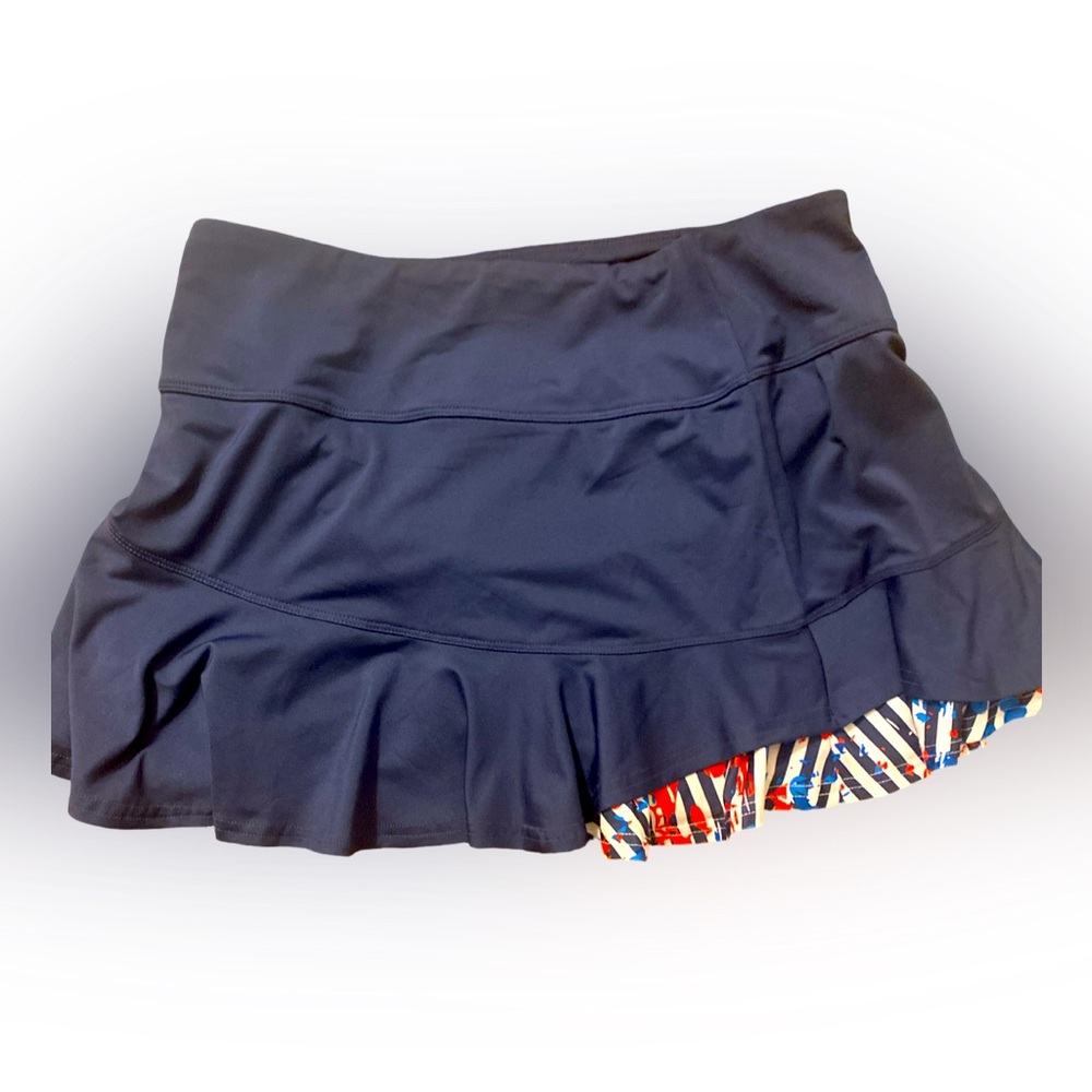 Bolle Navy Blue Women's Skortwith Multicolor Trim-M navy , white , red , poly